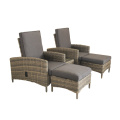 Function Rattan Double Chair Set With Footrest